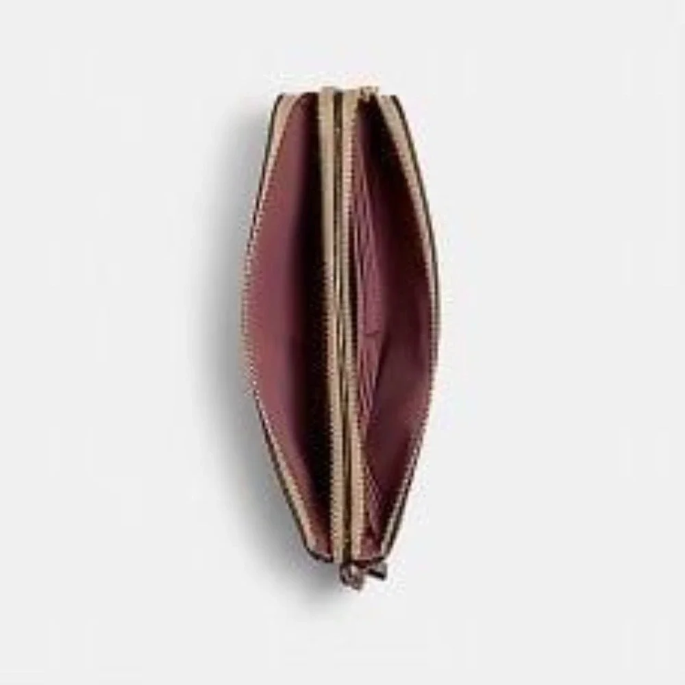 COACH DOUBLE ZIP WALLET IN BOUTIQUE SIGNATURE CANVAS WITH PRAIRIE ROSE PRINT NEW